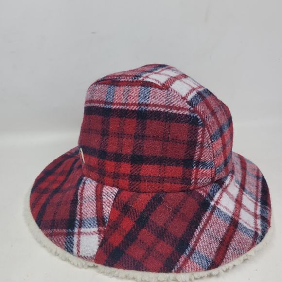 Vintage Tommy Hilfiger Hat Bucket Red Wool Tartain Plaid Retro Cap Designer Warm - Picture 3 of 8